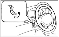 Направления нажатия рычага для блокирования и разблокирования рулевого колеса