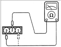 2. Измерьте сопротивление между контактами 1 и 2 разъема датчика.